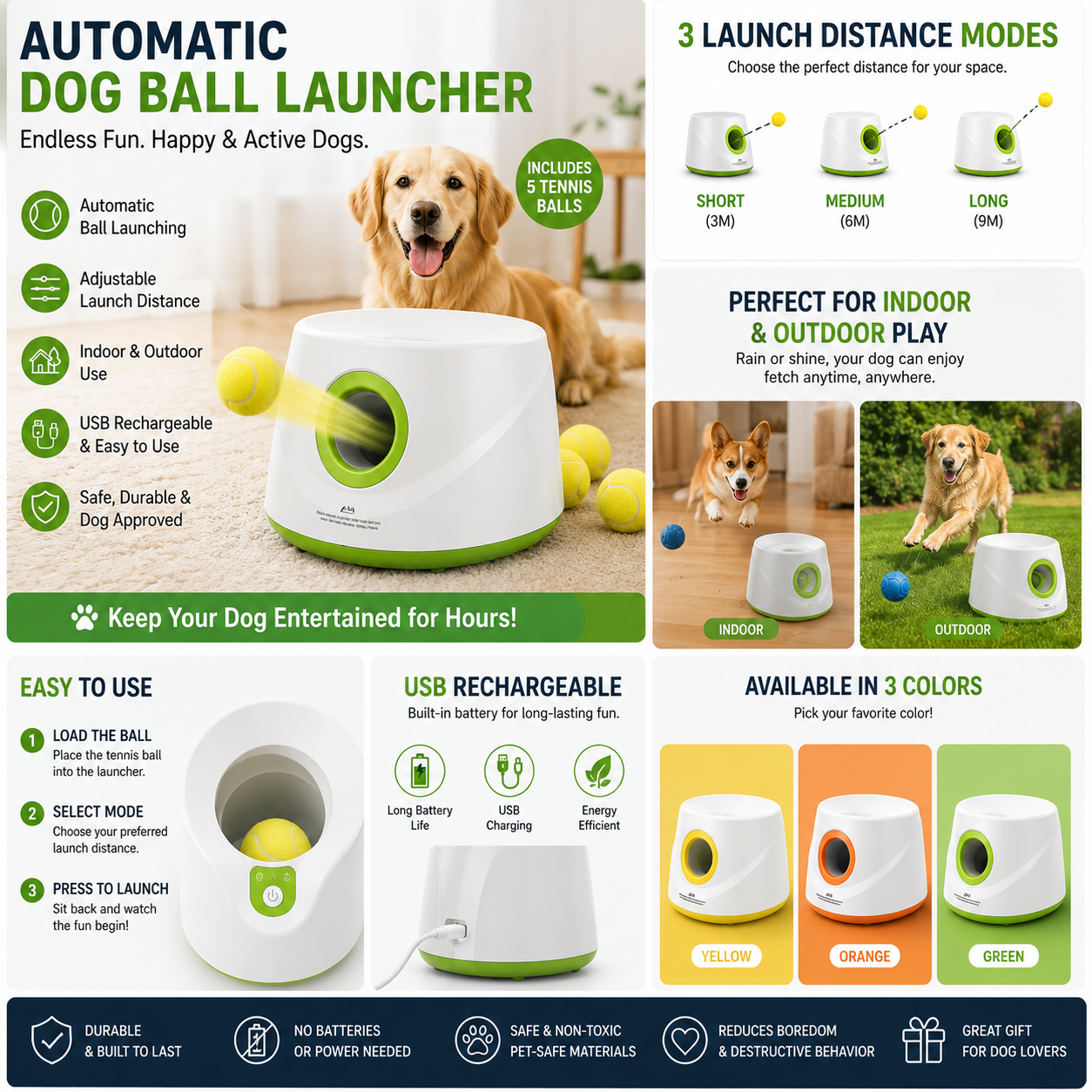 Automatic Dog Ball Launcher – Interactive Tennis Ball Thrower