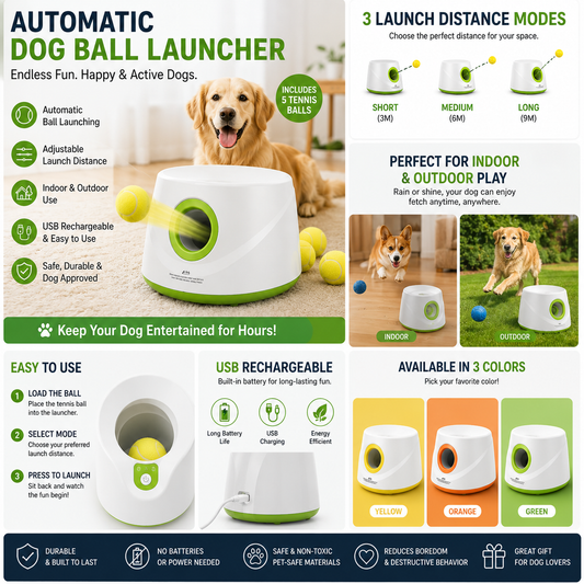 Automatic Dog Ball Launcher – Interactive Tennis Ball Thrower